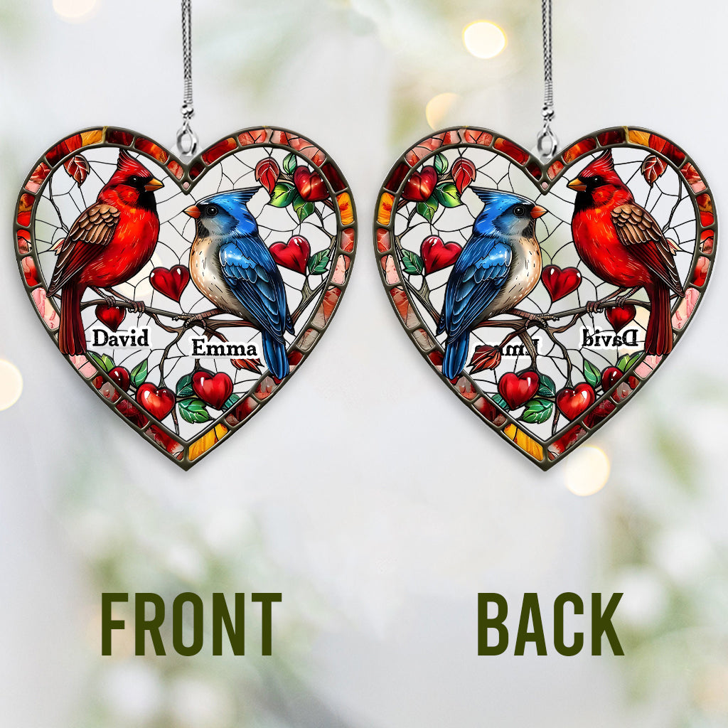 Couple de colibris adorable - Ornement de voiture transparent personnalisé pour couple