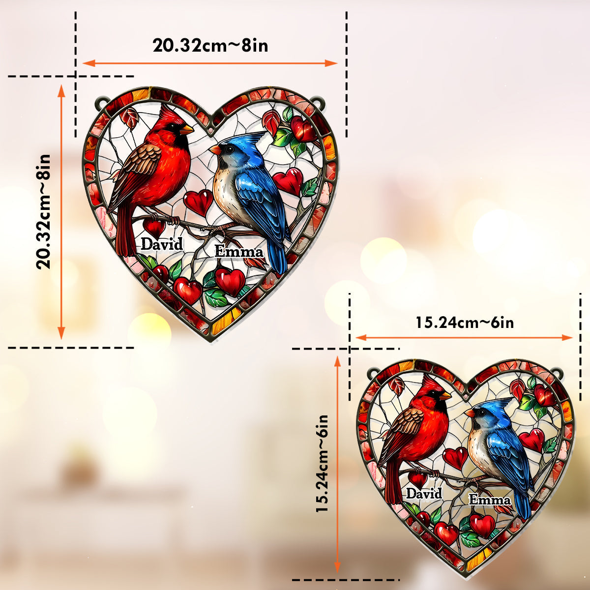 Couple de colibris adorable - Attrape-soleil personnalisé à suspendre à la fenêtre