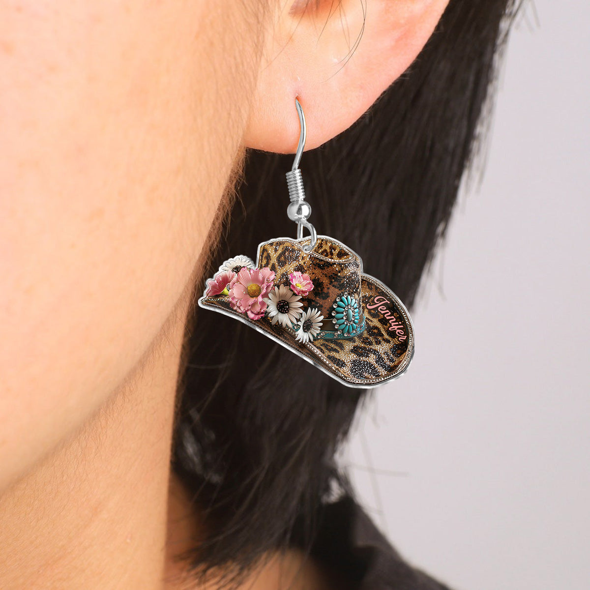 Chapeau de cowgirl - Boucles d'oreilles de cowgirl personnalisées