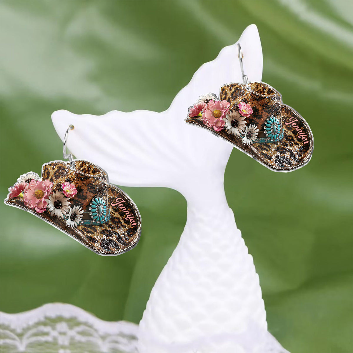 Chapeau de cowgirl - Boucles d'oreilles de cowgirl personnalisées