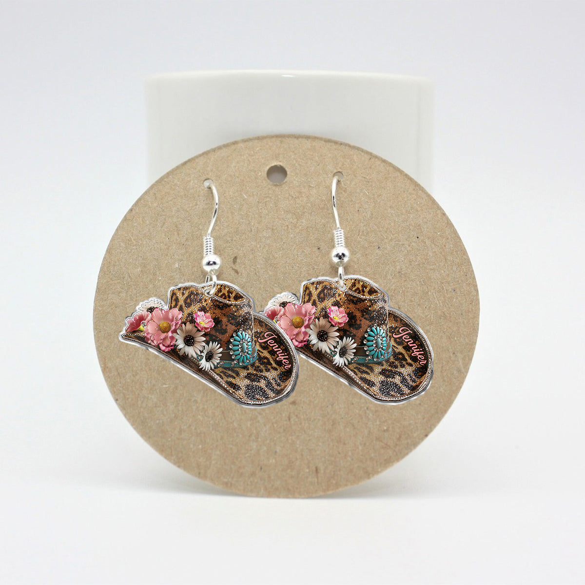 Chapeau de cowgirl - Boucles d'oreilles de cowgirl personnalisées