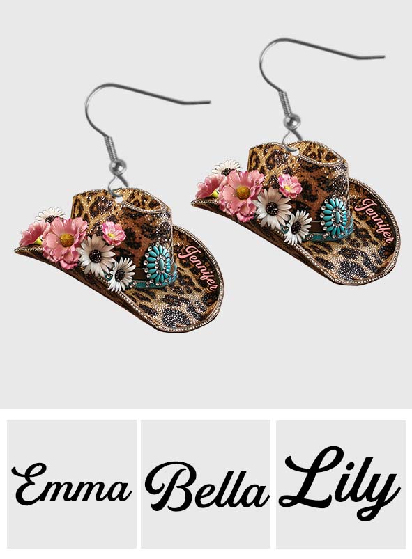 Chapeau de cowgirl - Boucles d'oreilles de cowgirl personnalisées