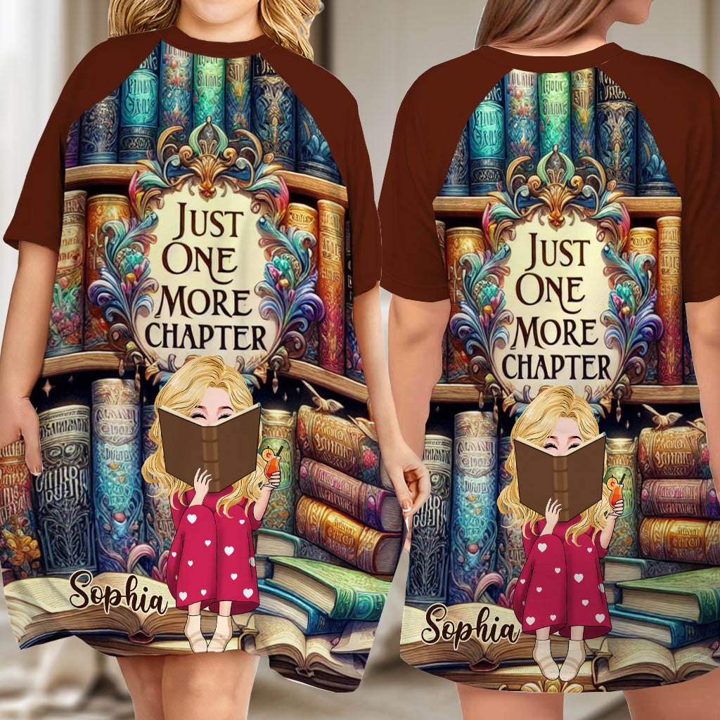 Just One More Chapter - Personalized Book Sleep T-shirt Dress