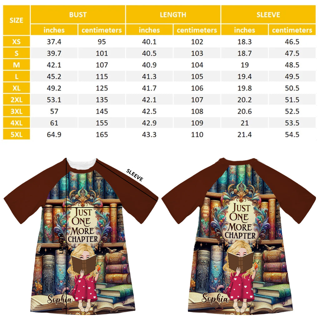 Just One More Chapter - Personalized Book Sleep T-shirt Dress