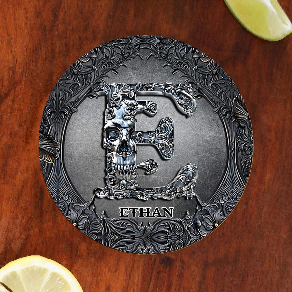 Skull Name Initial Letter - Personalized Skull Whiskey Glass