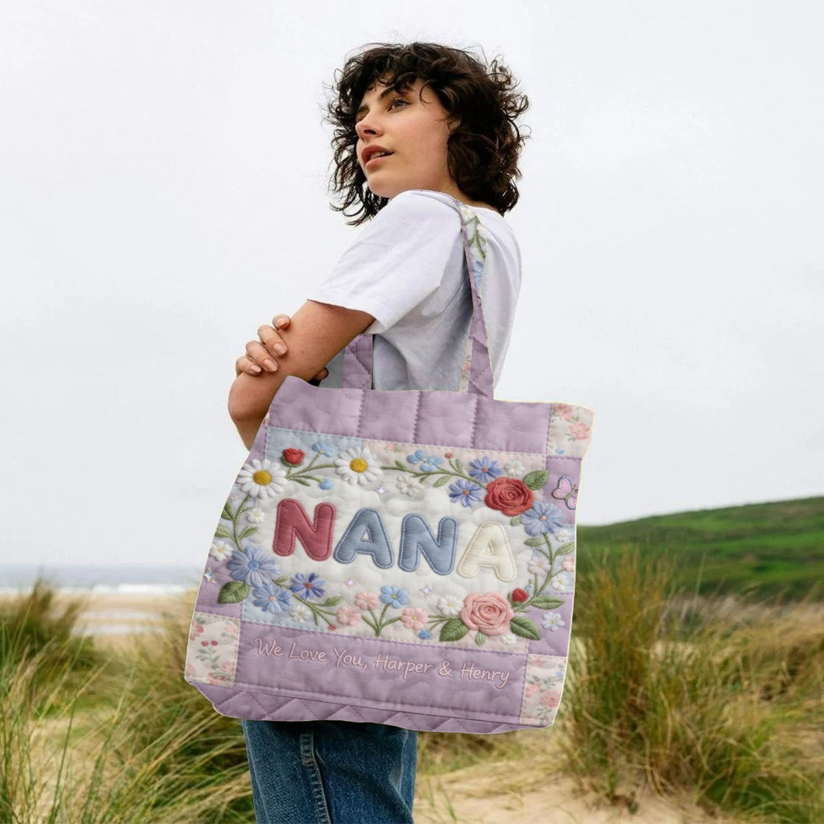 Sac fourre-tout matelassé personnalisé pour maman
