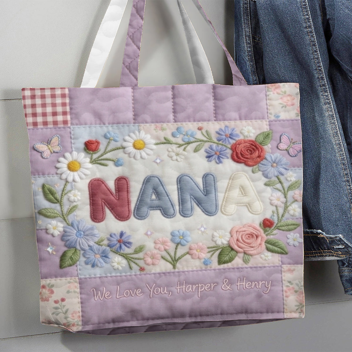 Sac fourre-tout matelassé personnalisé pour maman
