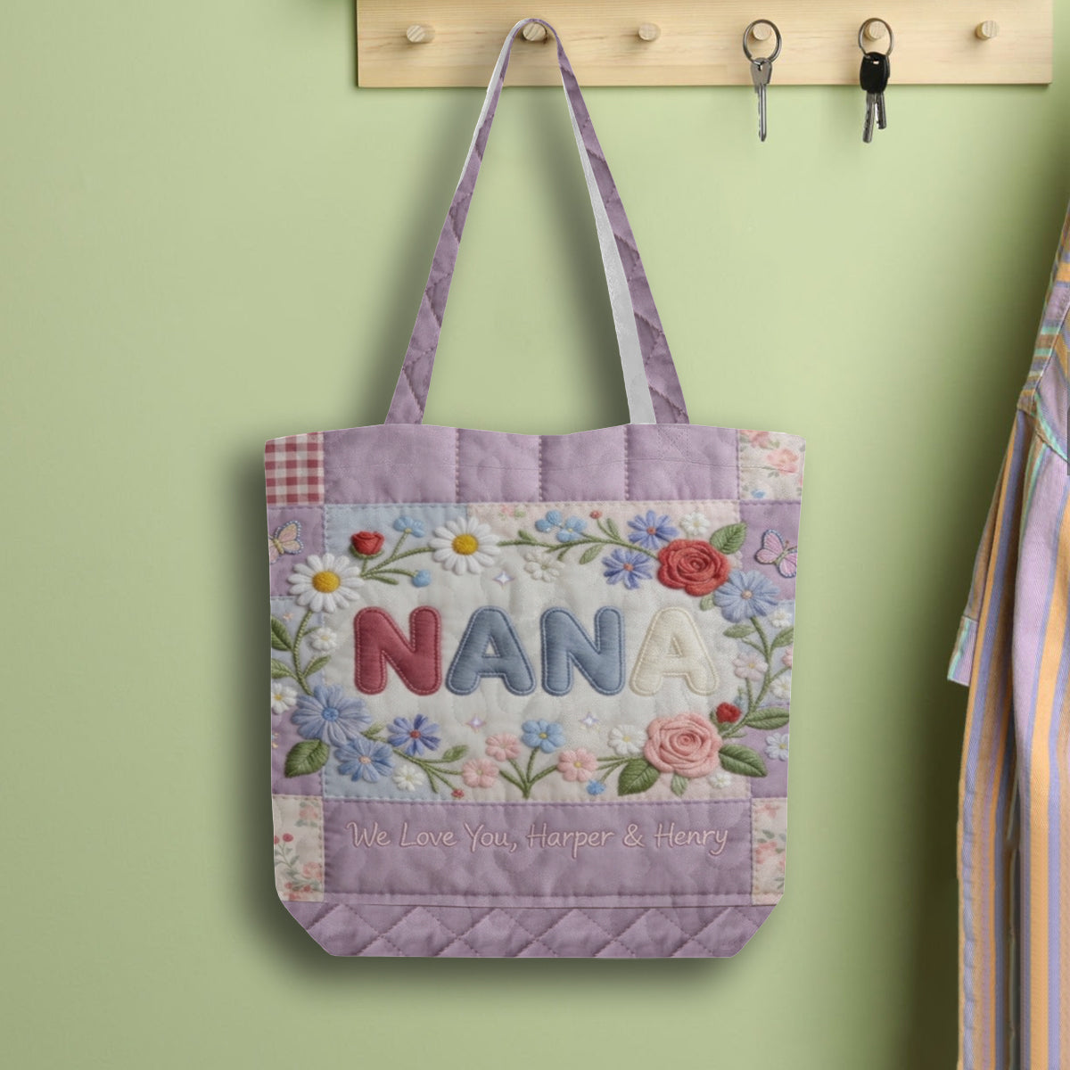 Sac fourre-tout matelassé personnalisé pour maman