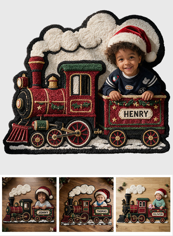 Christmas Train - Personalized Kid Non-Slip Tufted Rug