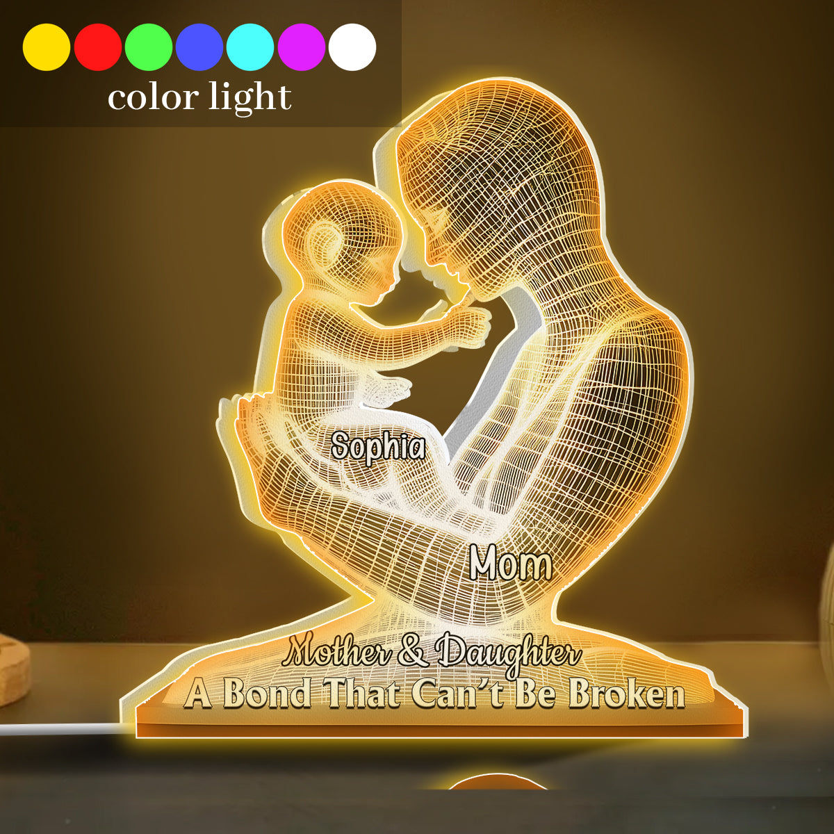 A Bond That Can't Be Broken - Personalized Mother Shaped Light Box