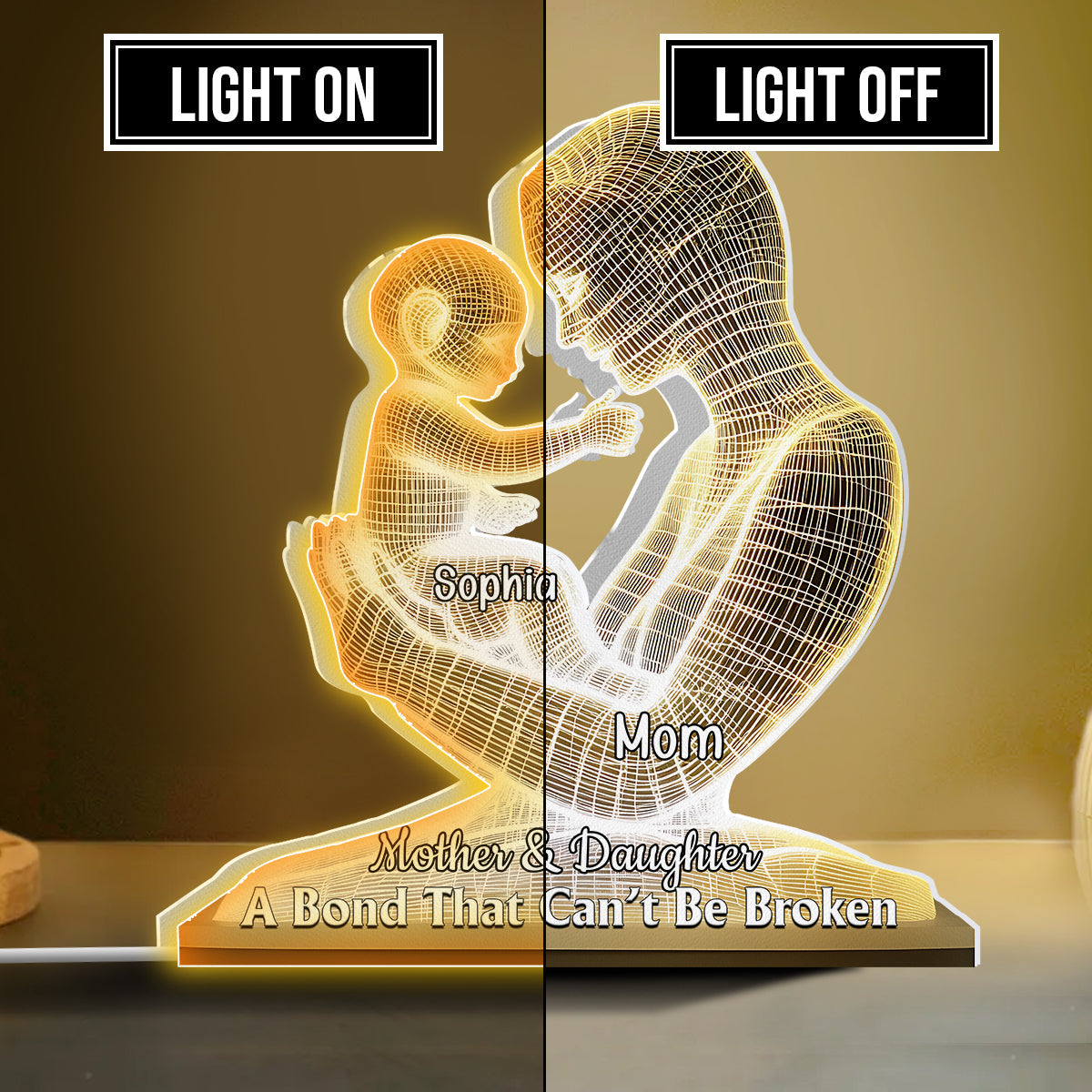 A Bond That Can't Be Broken - Personalized Mother Shaped Light Box