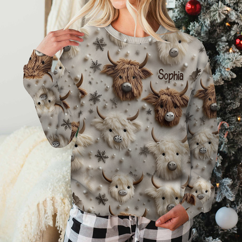 Adorable Highland Cows - Personalized Highland Cow Ugly Sweater