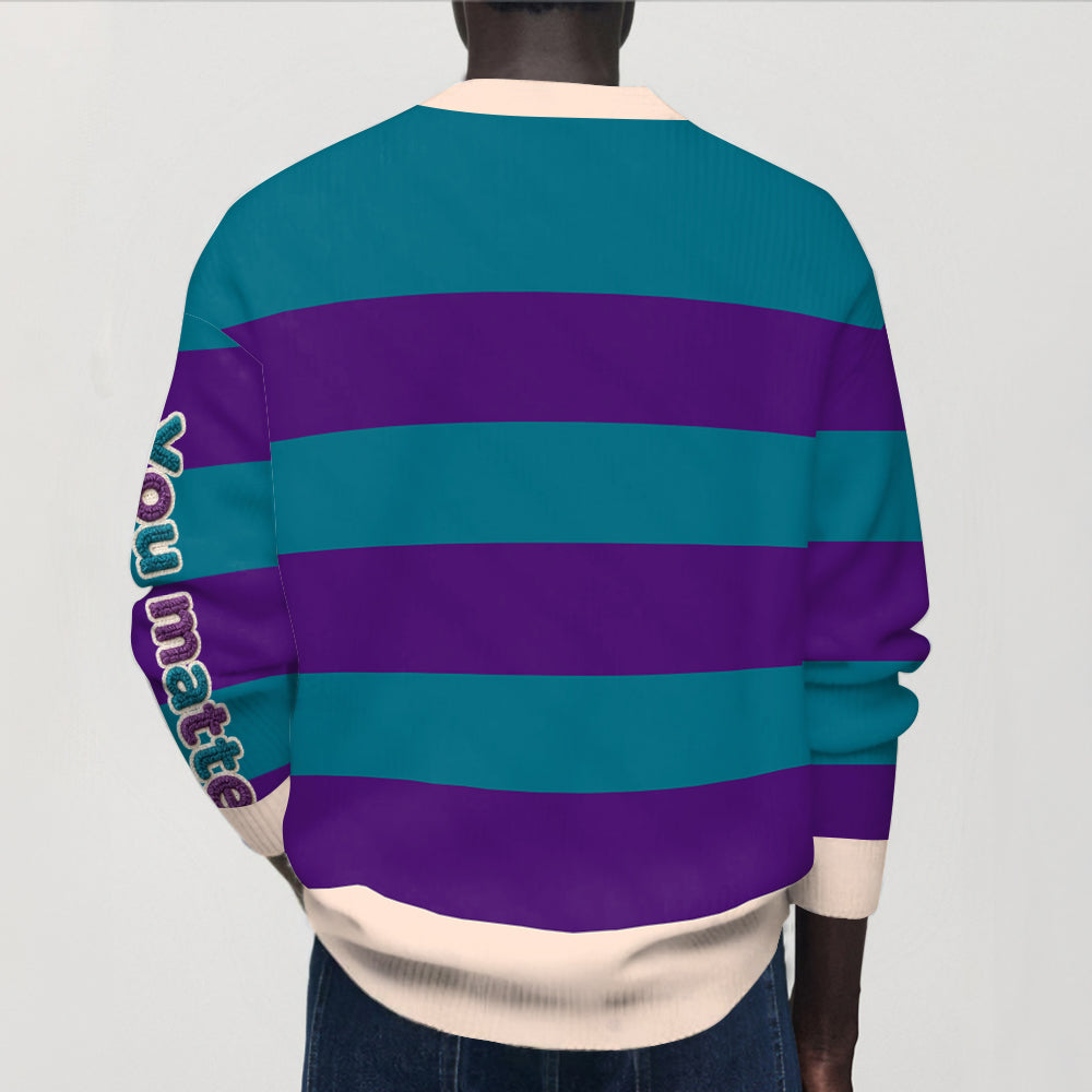 In September We Wear Teal And Purple You Matter - Personalized Suicide Prevention Cardigan Sweater