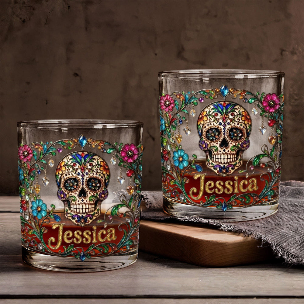 Day Of The Death - Personalized Skull Whiskey Glass