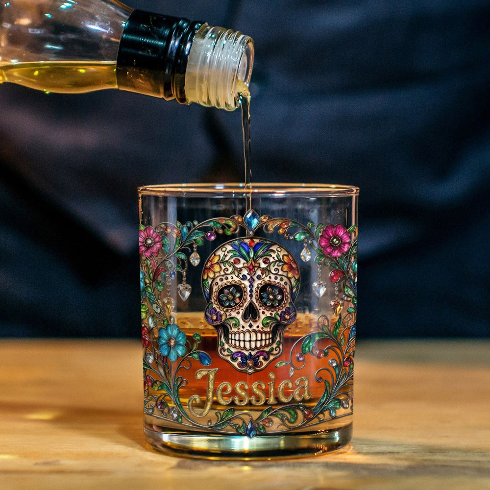 Day Of The Death - Personalized Skull Whiskey Glass