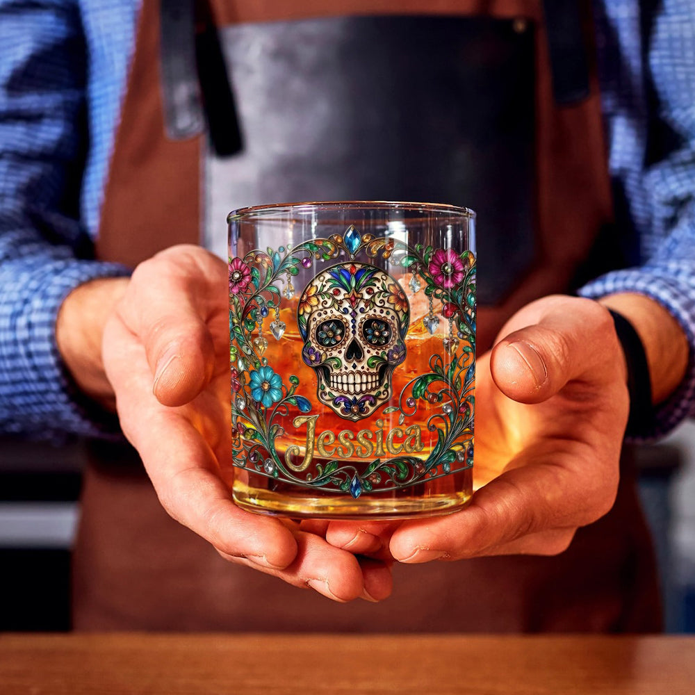 Day Of The Death - Personalized Skull Whiskey Glass