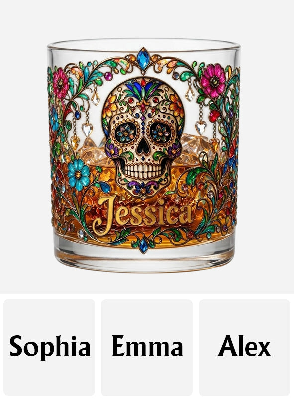 Day Of The Death - Personalized Skull Whiskey Glass