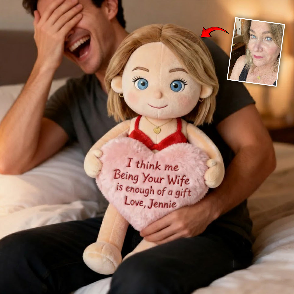 Custom From Any Photo - Personalized Couple Faux Fur Shaped Pillow