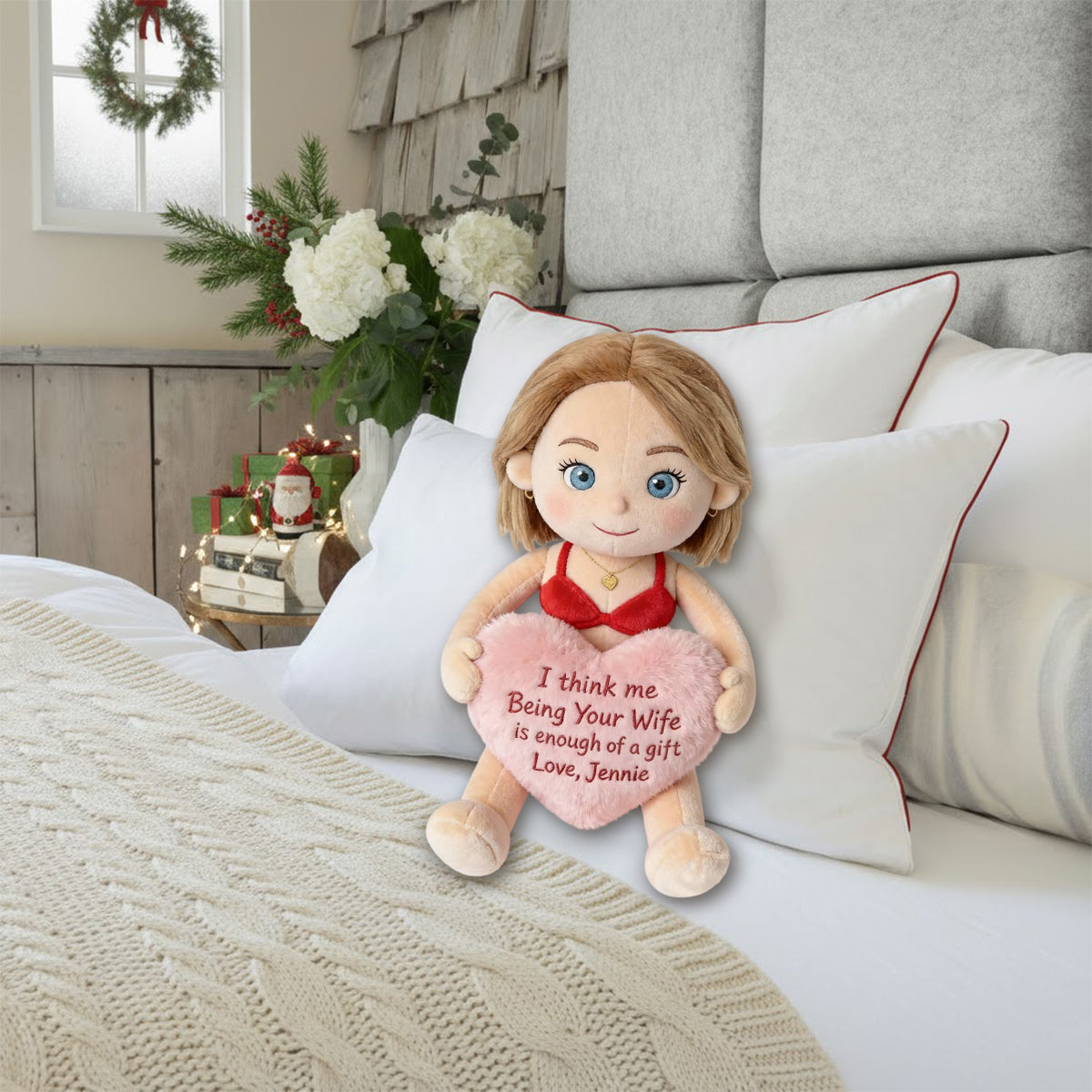 Custom From Any Photo - Personalized Couple Faux Fur Shaped Pillow