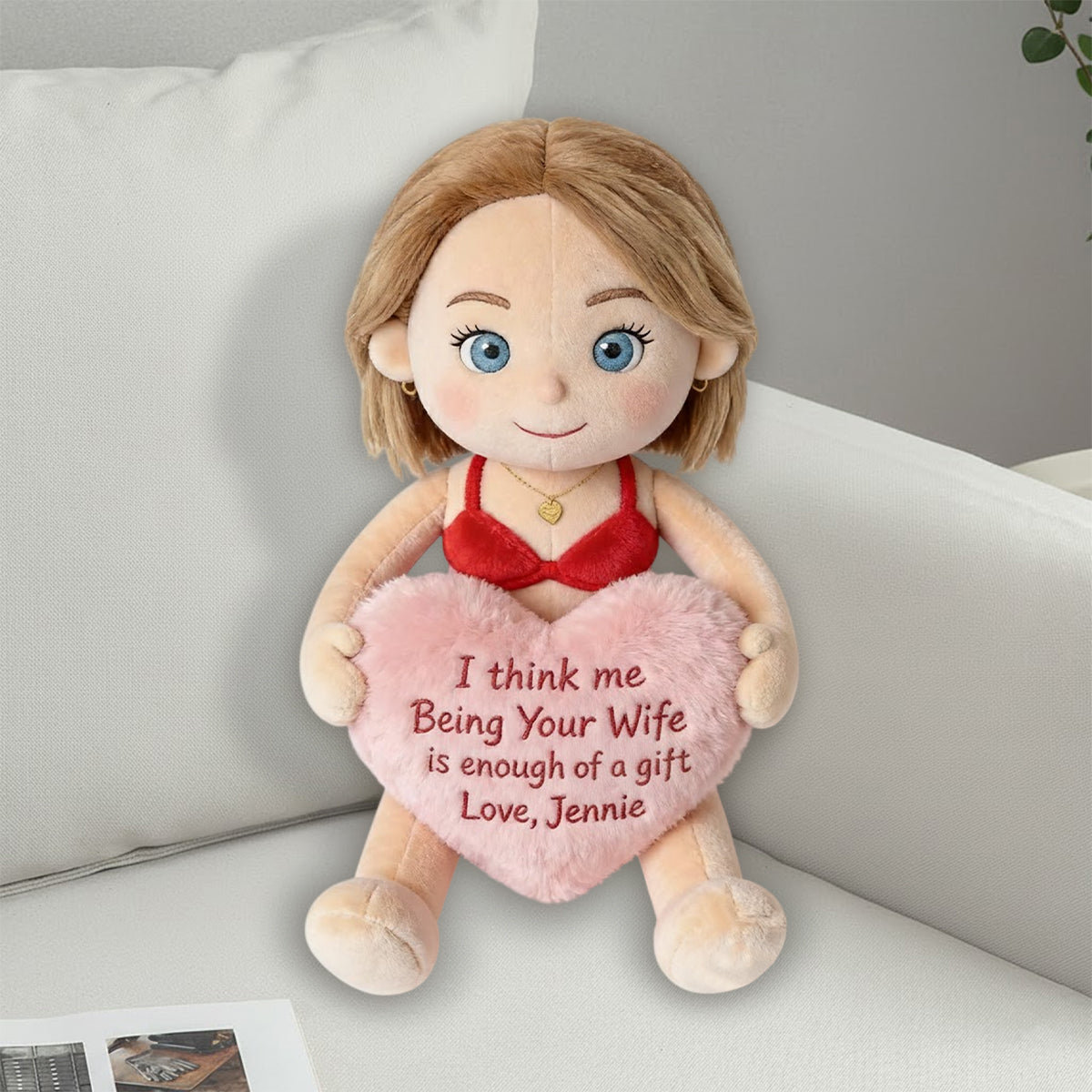 Custom From Any Photo - Personalized Couple Faux Fur Shaped Pillow