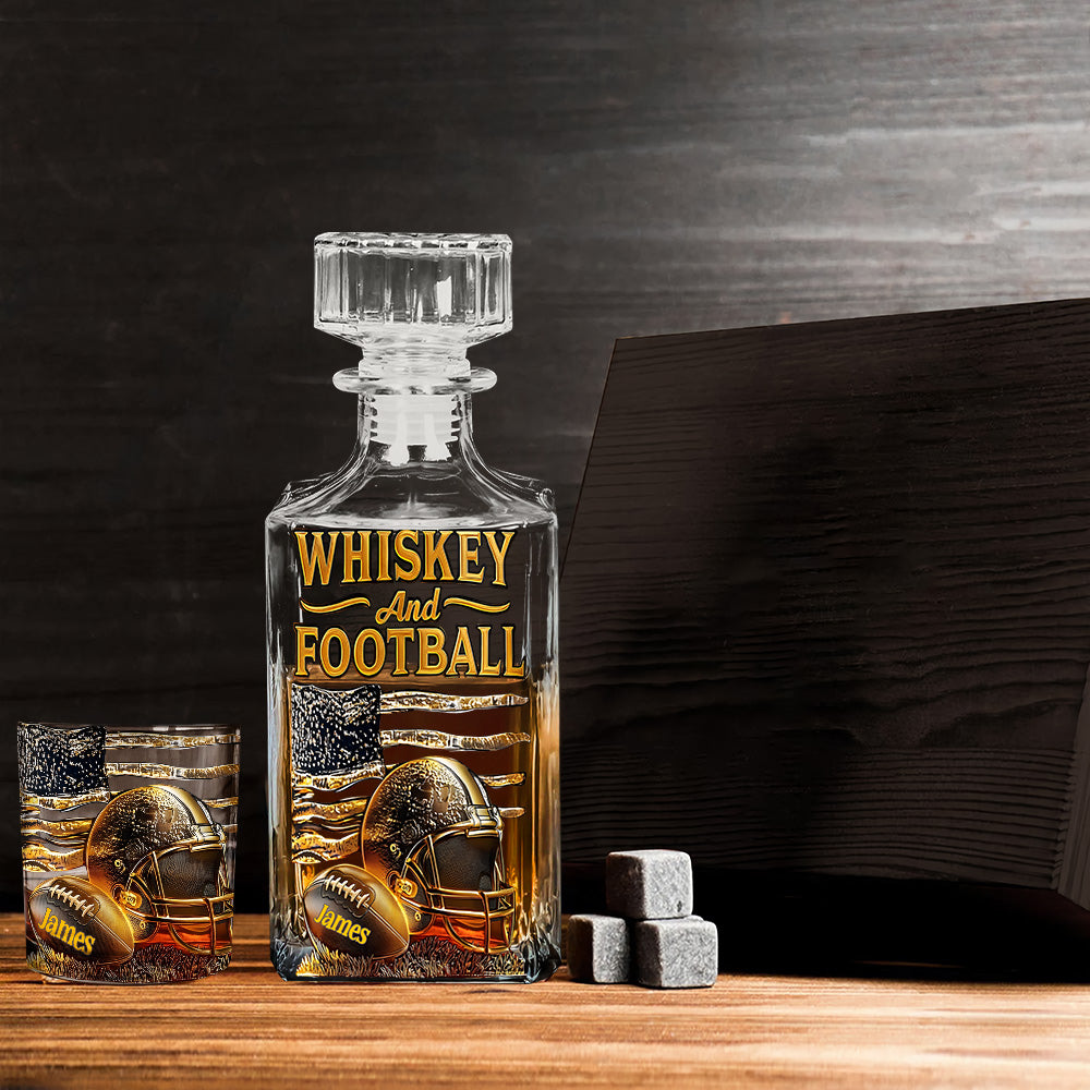 Whisky et football - Coffret carafe à whisky personnalisée sur le thème du football