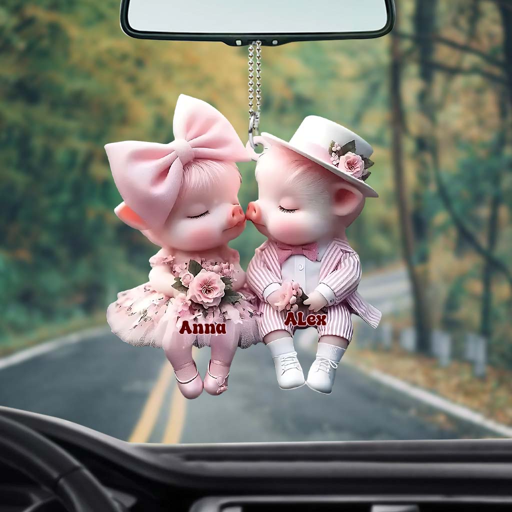 Adorables couples - Ornement de voiture personnalisé pour amoureux des cochons