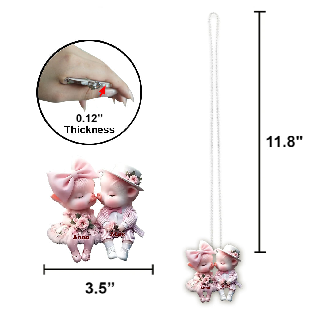 Adorables couples - Ornement de voiture personnalisé pour amoureux des cochons