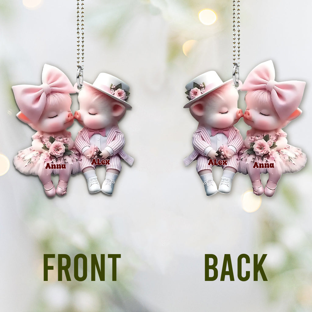 Adorables couples - Ornement de voiture personnalisé pour amoureux des cochons