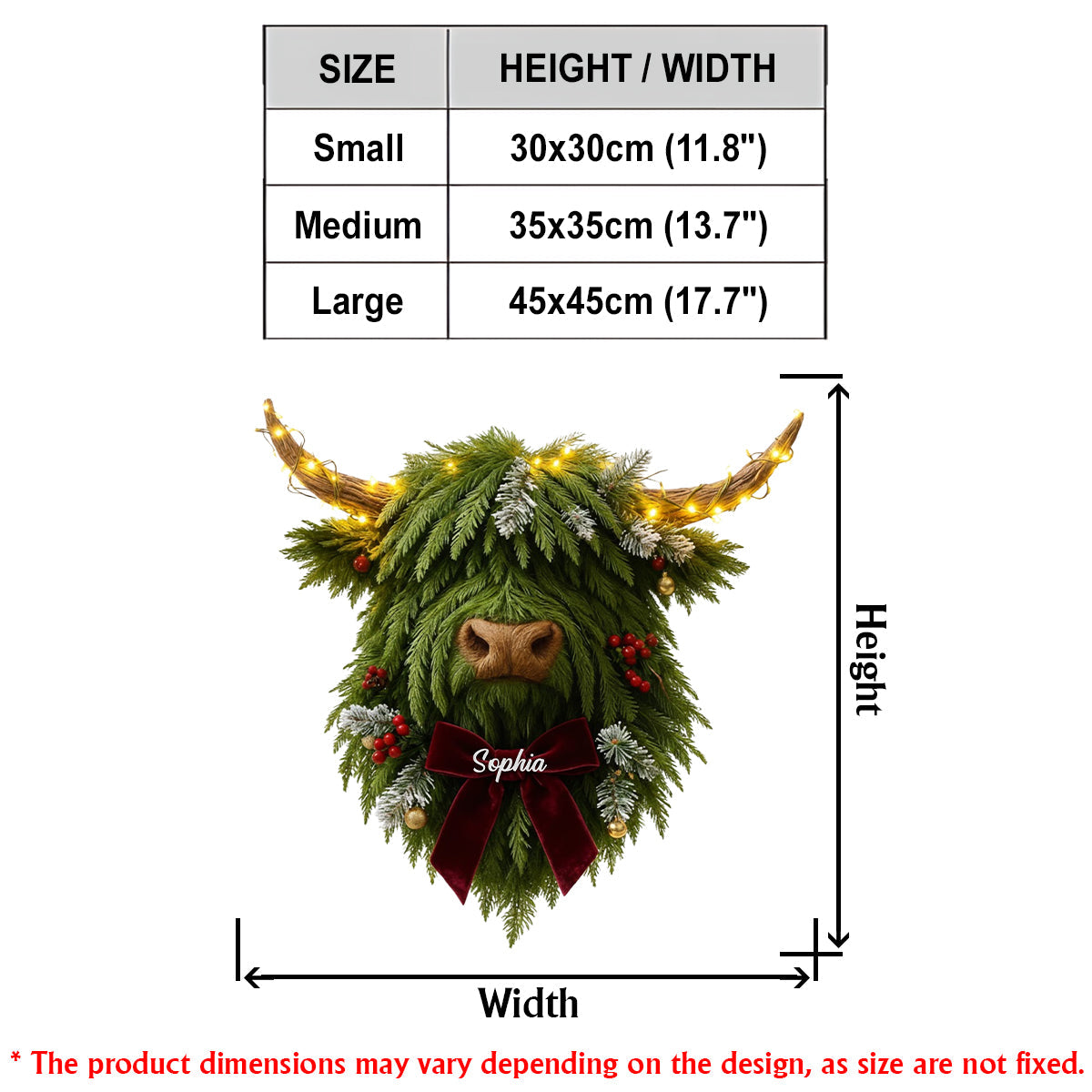 Couronne de vaches des Highlands - Panneau lumineux LED personnalisé en acrylique représentant une vache des Highlands