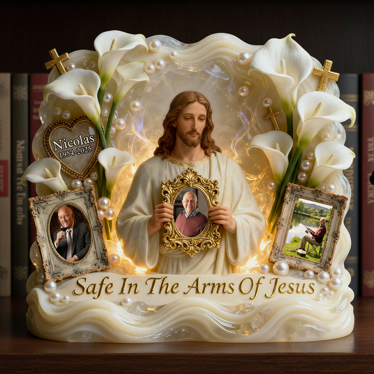 Save In The Arms Of Jesus - Personalized Memorial Custom Shaped Acrylic Plaque