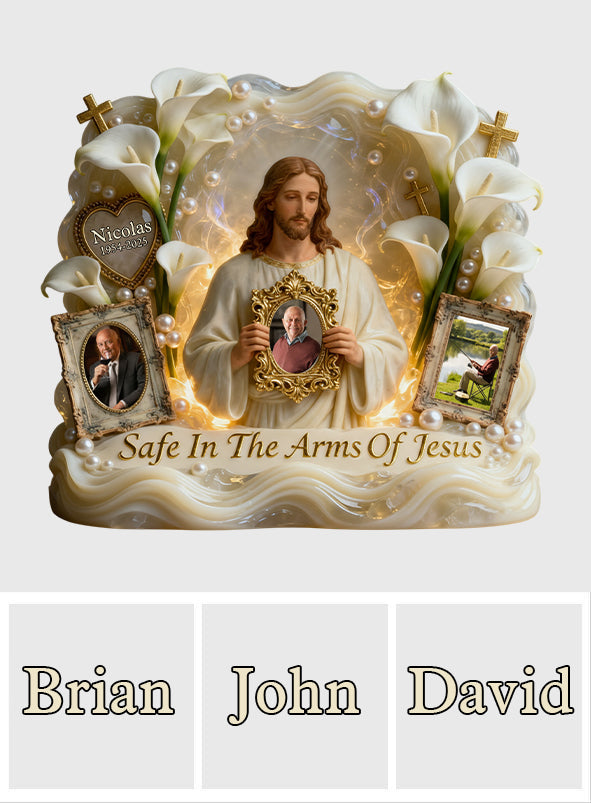 Save In The Arms Of Jesus - Personalized Memorial Custom Shaped Acrylic Plaque