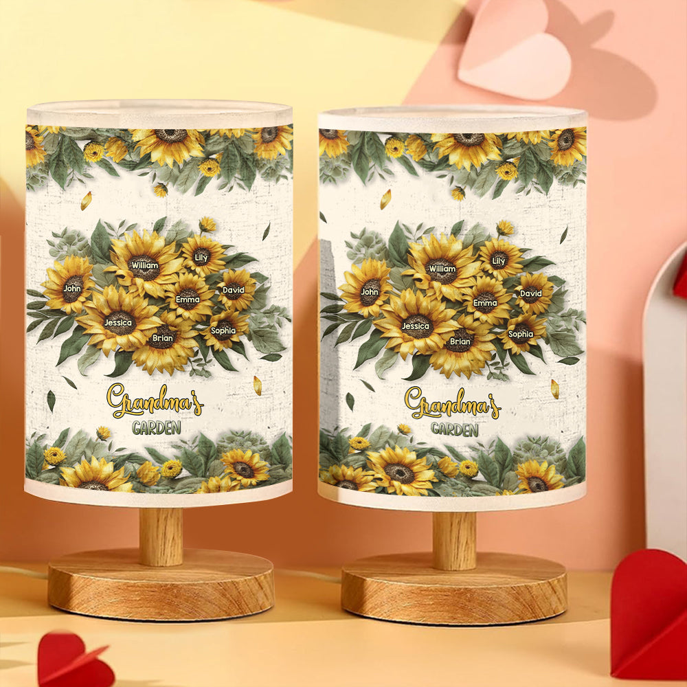 Grandma's Mom's Garden - Personalized Grandma Table Lamp with Wood Base