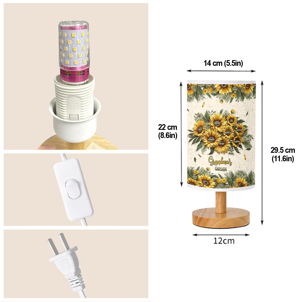 Grandma's Mom's Garden - Personalized Grandma Table Lamp with Wood Base