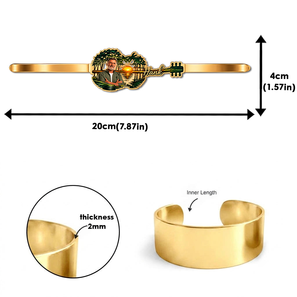 Music Is My Soul - Personalized Guitar Shaped Cuff Bracelet