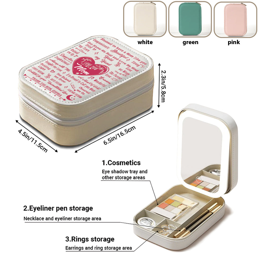 À ma maman - Coffret à bijoux personnalisé avec miroir LED