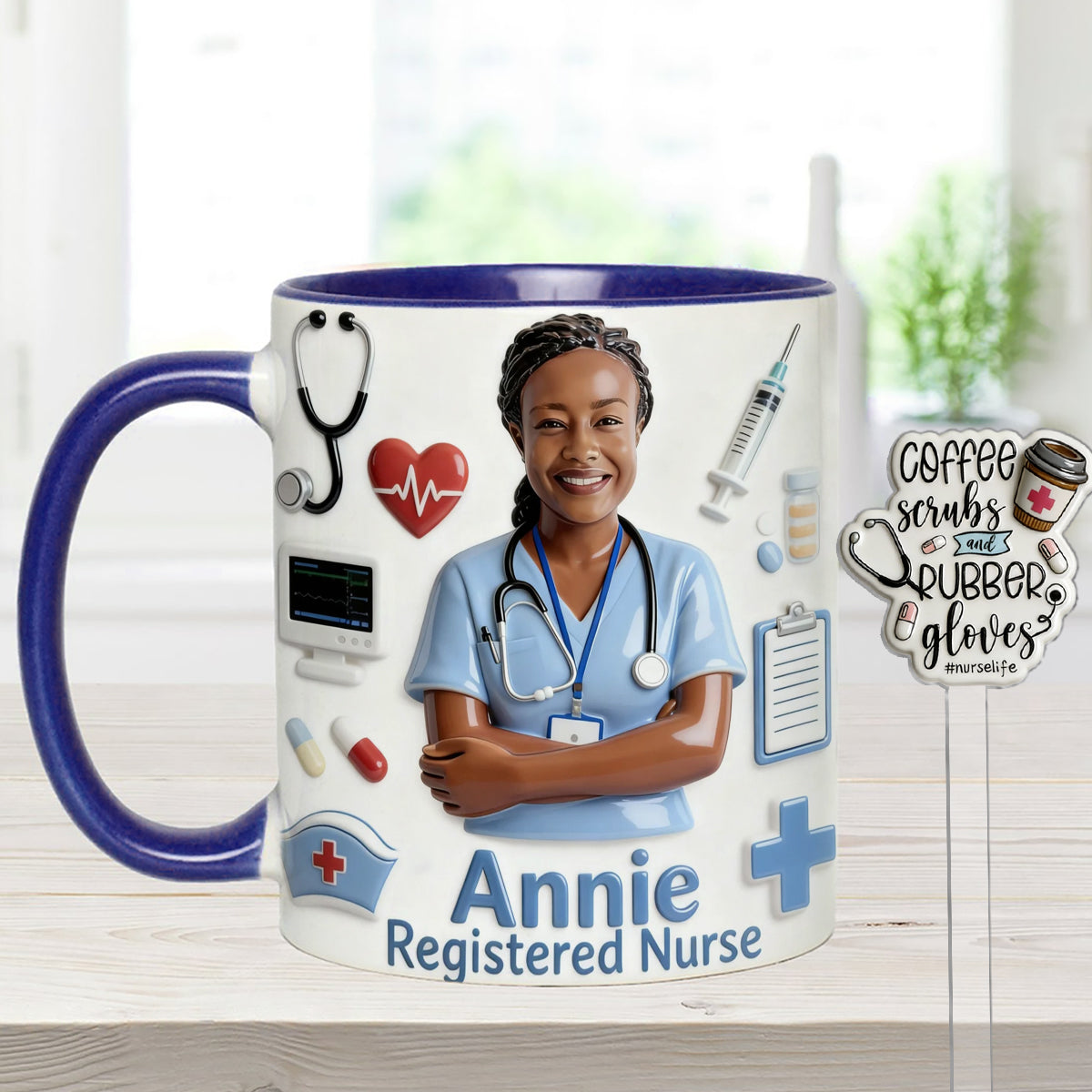 Nurse Life - Personalized Nurse Set Accent Mug with Acrylic Stirrers