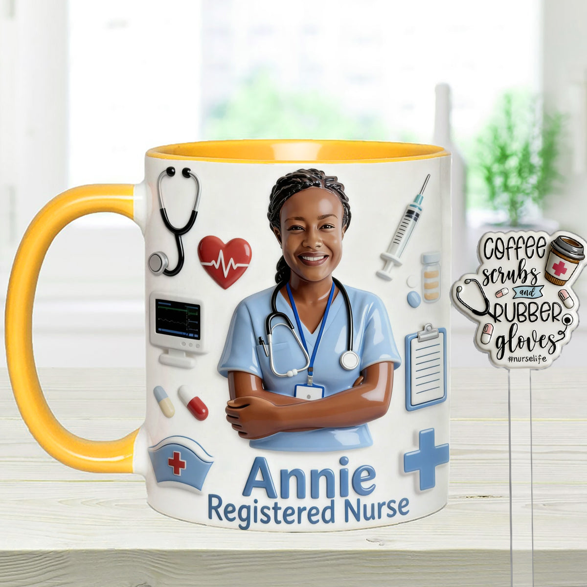 Nurse Life - Personalized Nurse Set Accent Mug with Acrylic Stirrers