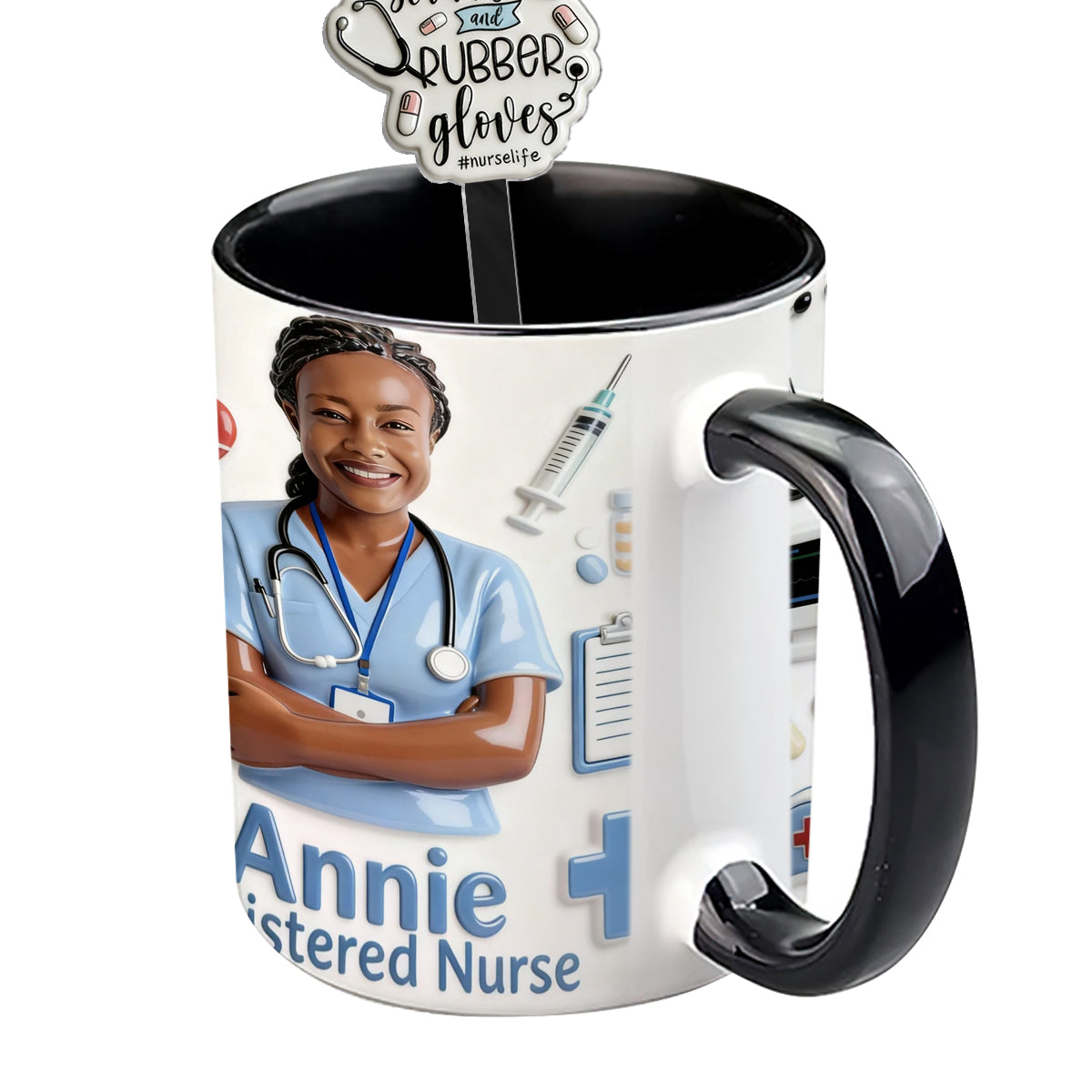 Nurse Life - Personalized Nurse Set Accent Mug with Acrylic Stirrers