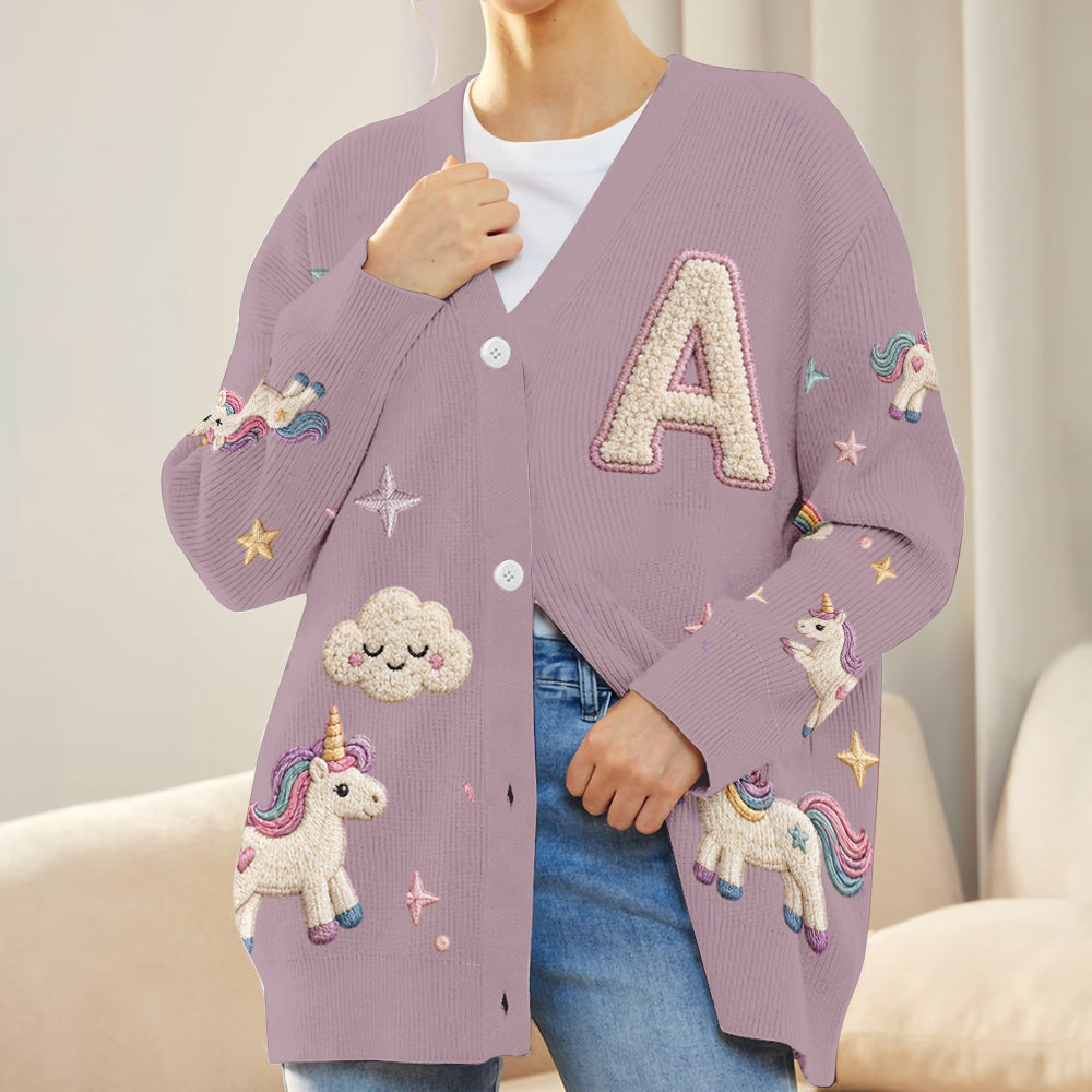 Any Photo Alphabet Custom Name - Personalized Kid Cardigan Sweater