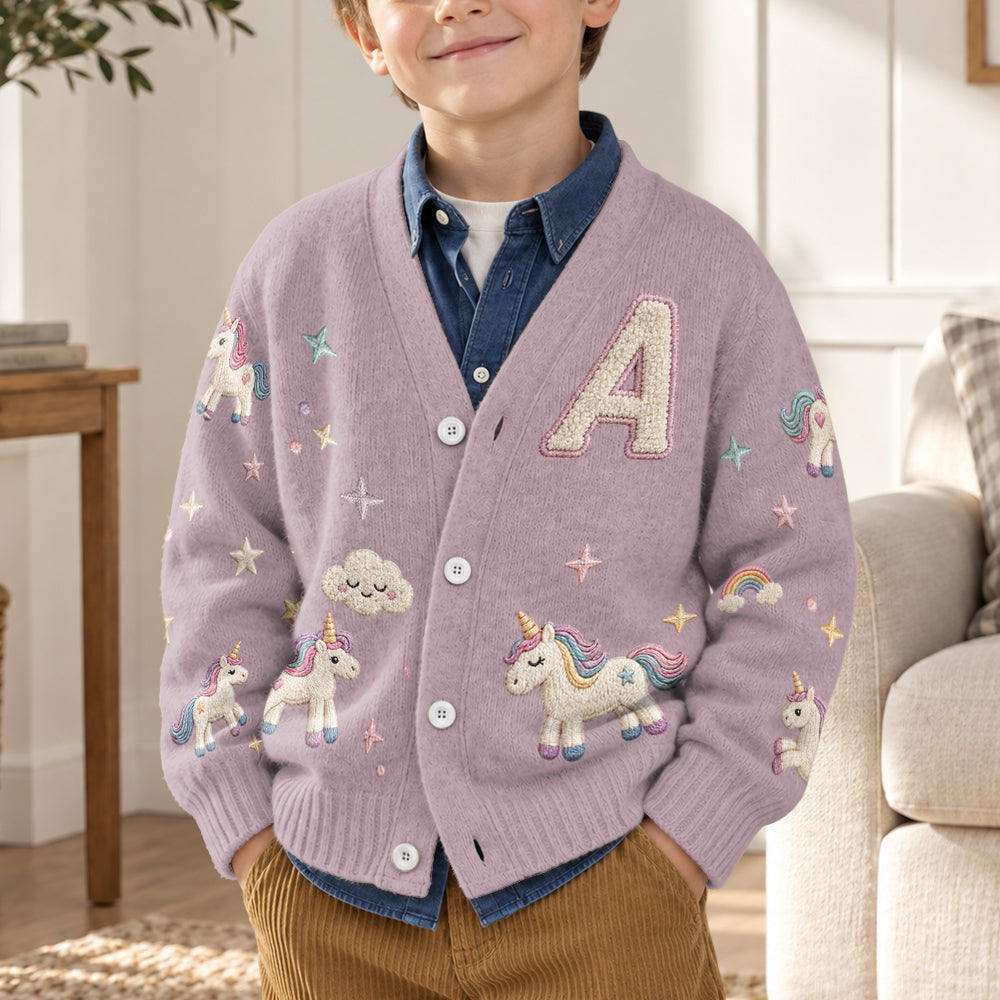 Any Photo Alphabet Custom Name - Personalized Kid Cardigan Sweater