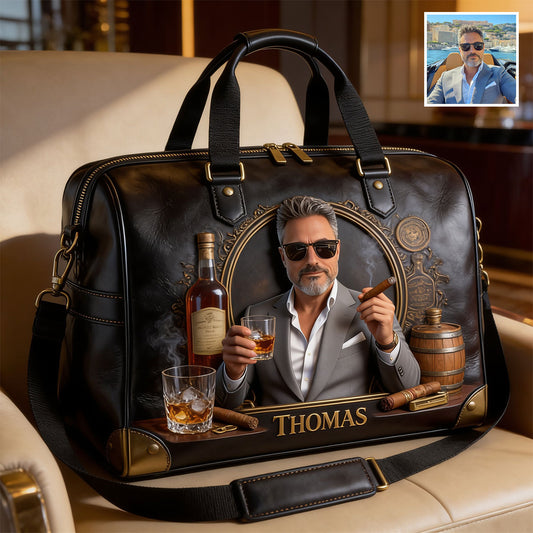 Whiskey et Cigare - Sac de Voyage Whisky Personnalisé