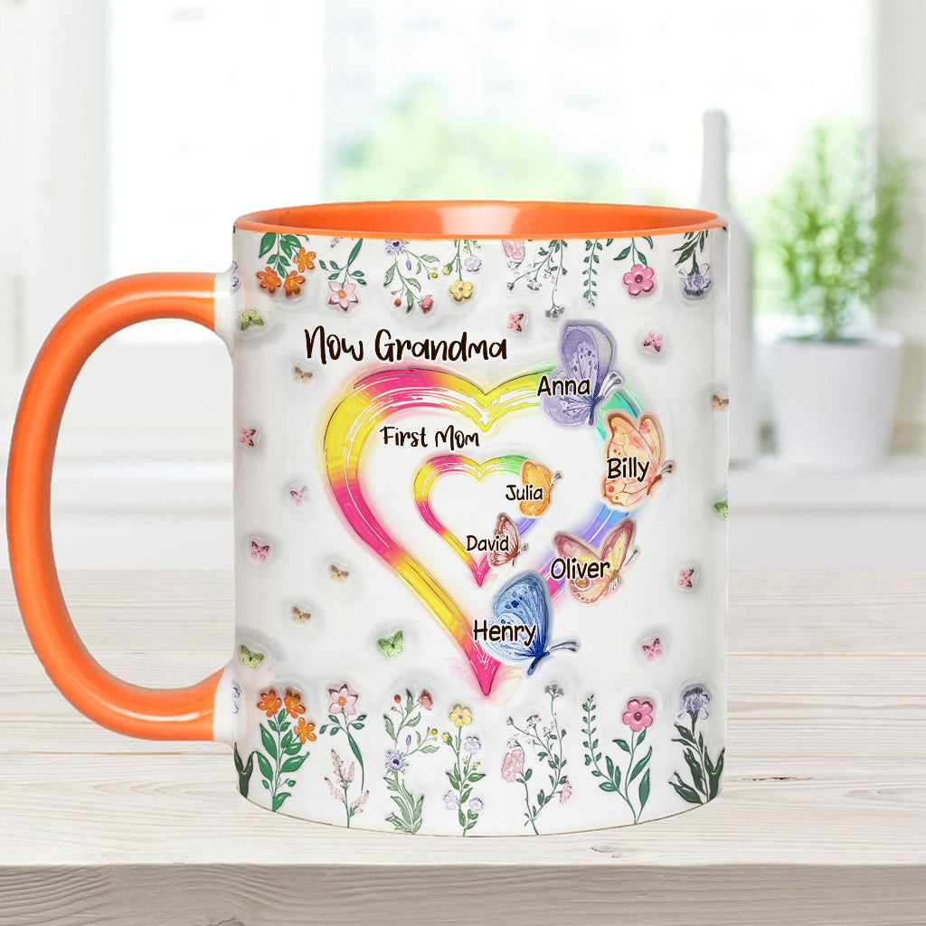 First Mom Now Grandma - Personalized Grandma Accent Mug