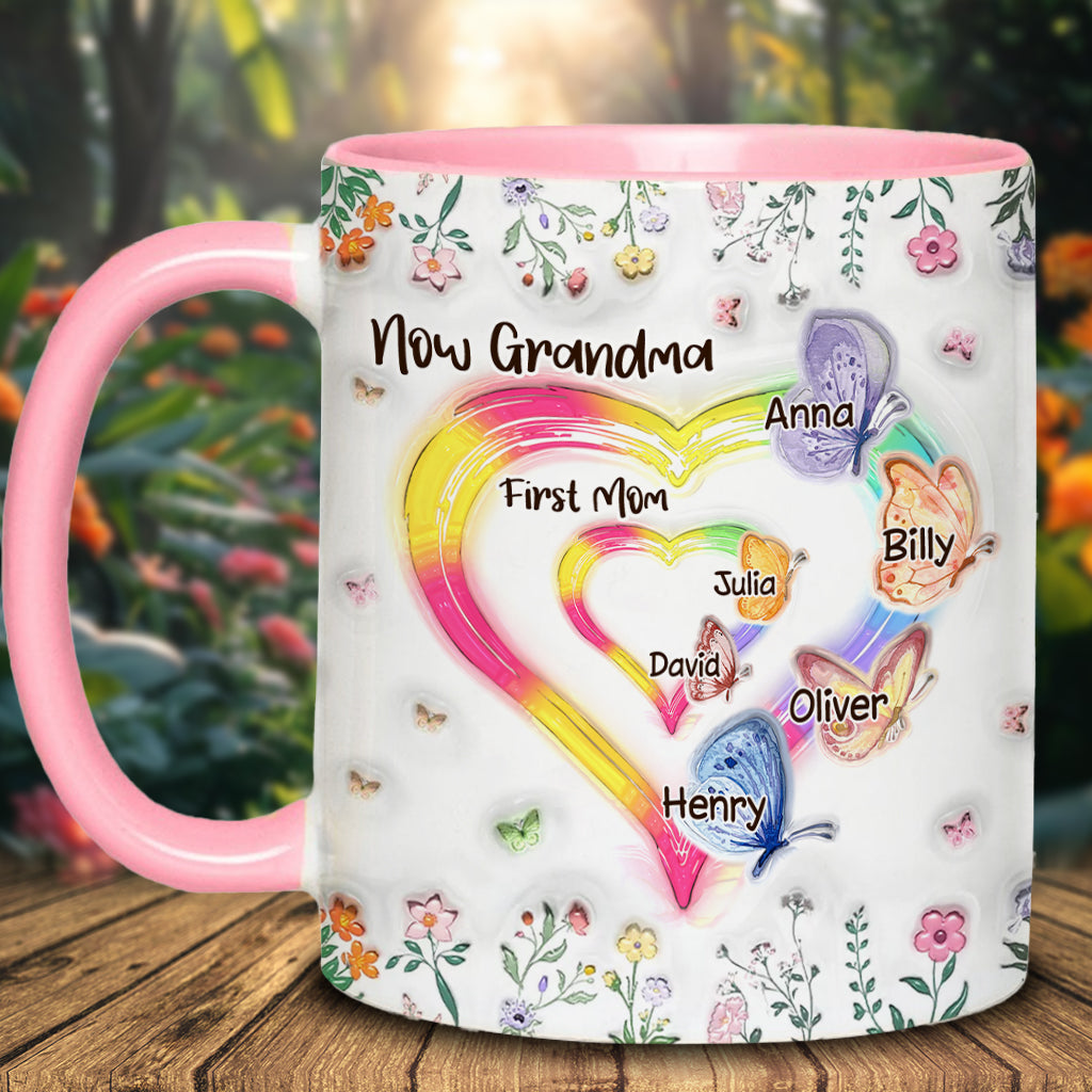 First Mom Now Grandma - Personalized Grandma Accent Mug