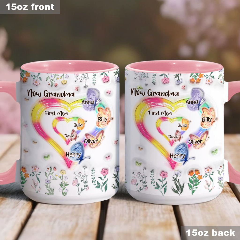First Mom Now Grandma - Personalized Grandma Accent Mug