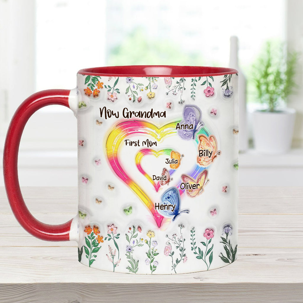 First Mom Now Grandma - Personalized Grandma Accent Mug