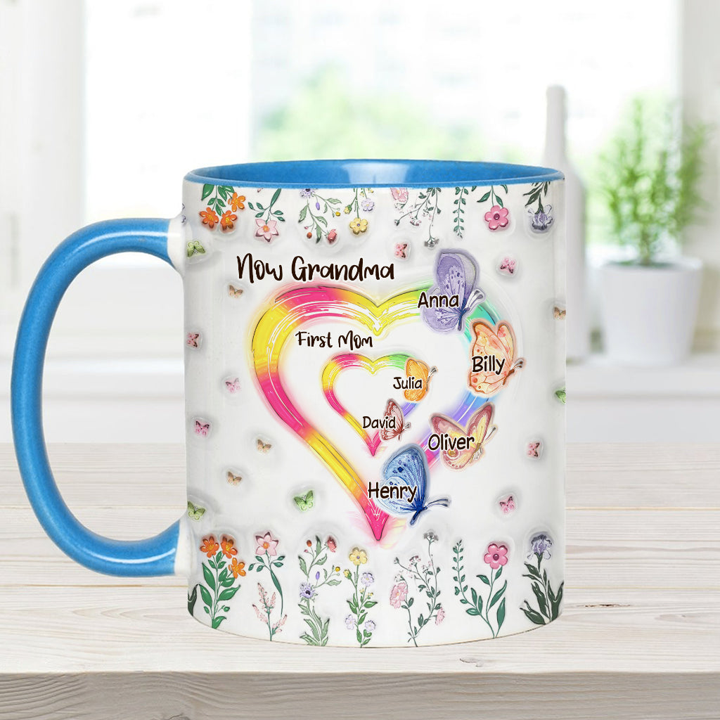 First Mom Now Grandma - Personalized Grandma Accent Mug