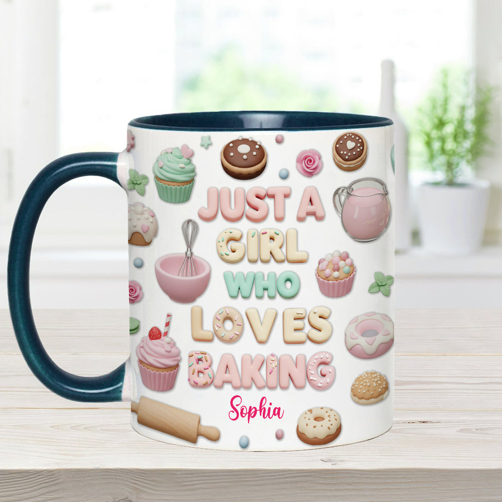 Just A Girl Who Loves Baking - Personalized Baking Accent Mug