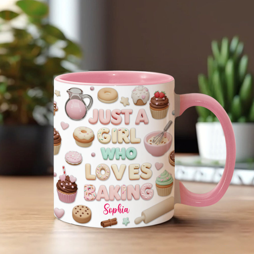 Just A Girl Who Loves Baking - Personalized Baking Accent Mug