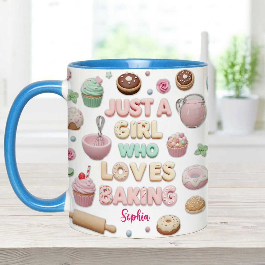 Just A Girl Who Loves Baking - Personalized Baking Accent Mug