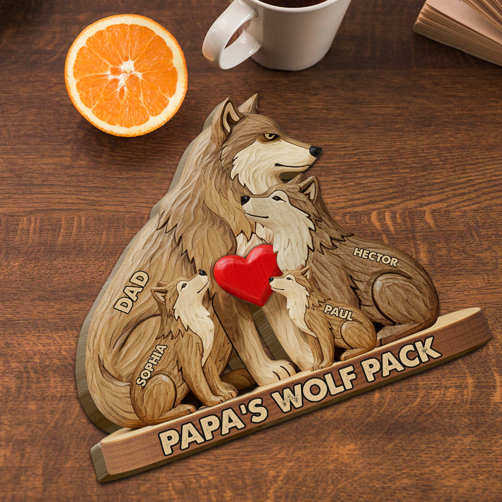 Pack de loups - Puzzle en bois personnalisé en forme de père